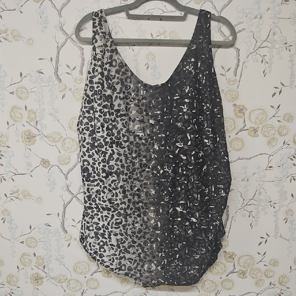 Swimsuits For All -  Black and Gray One Piece, Top Overlaps To Help Hide Tummy